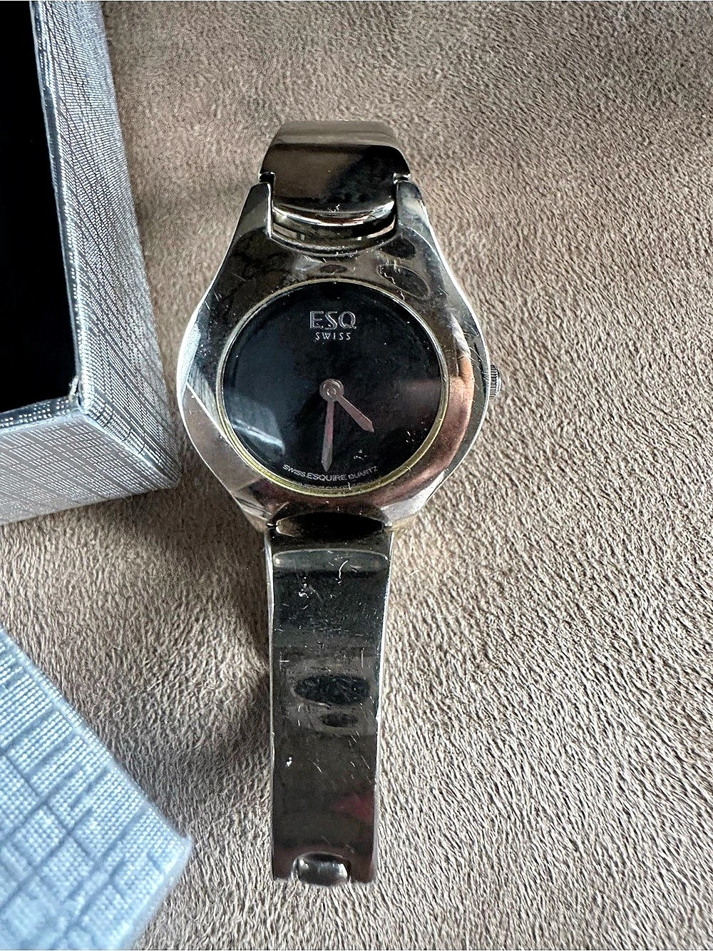 ESQ Ladies Black Face Watch Silver